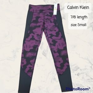 Calvin Klein purple and black camo leggings 7/8 length, size Small.